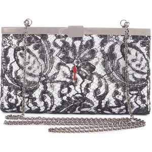 New Authentic CHRISTIAN LOUBOUTIN Palmette Lace Overlay clutch